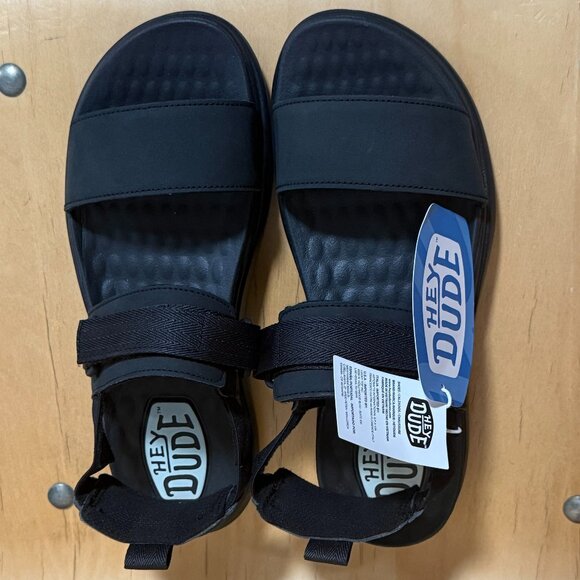New Women's Hey Dude Velcro Mono Black Sandals Collins Comfort Sole Size 9 - Picture 4 of 12